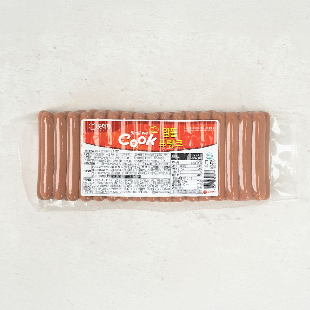 롯데햄 알뜰프랑크 1kg 소시지 핫도그