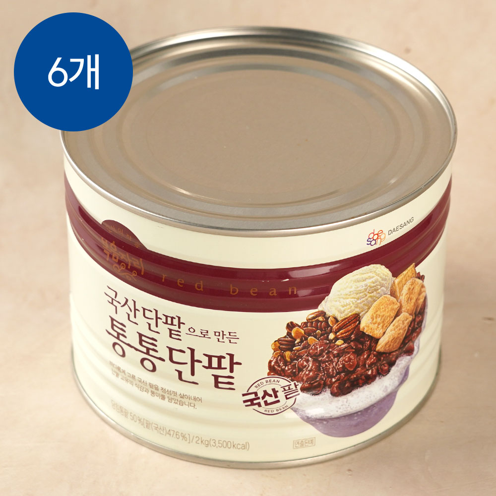 (1박스) 복음자리 통통단팥 2kg 6개 국산 빙수팥 팥빙수 재료