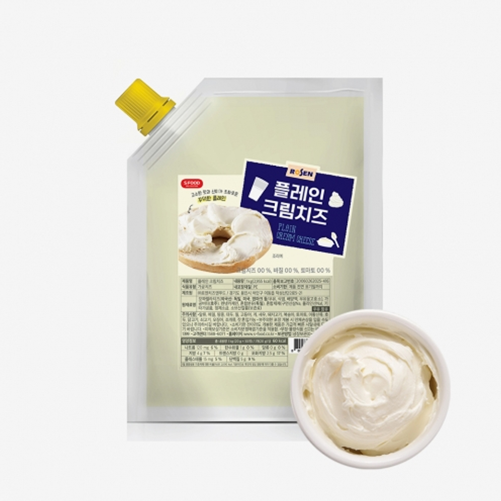 (발송지연) 로젠 플레인 크림치즈 1kg 베이글 스프레드
