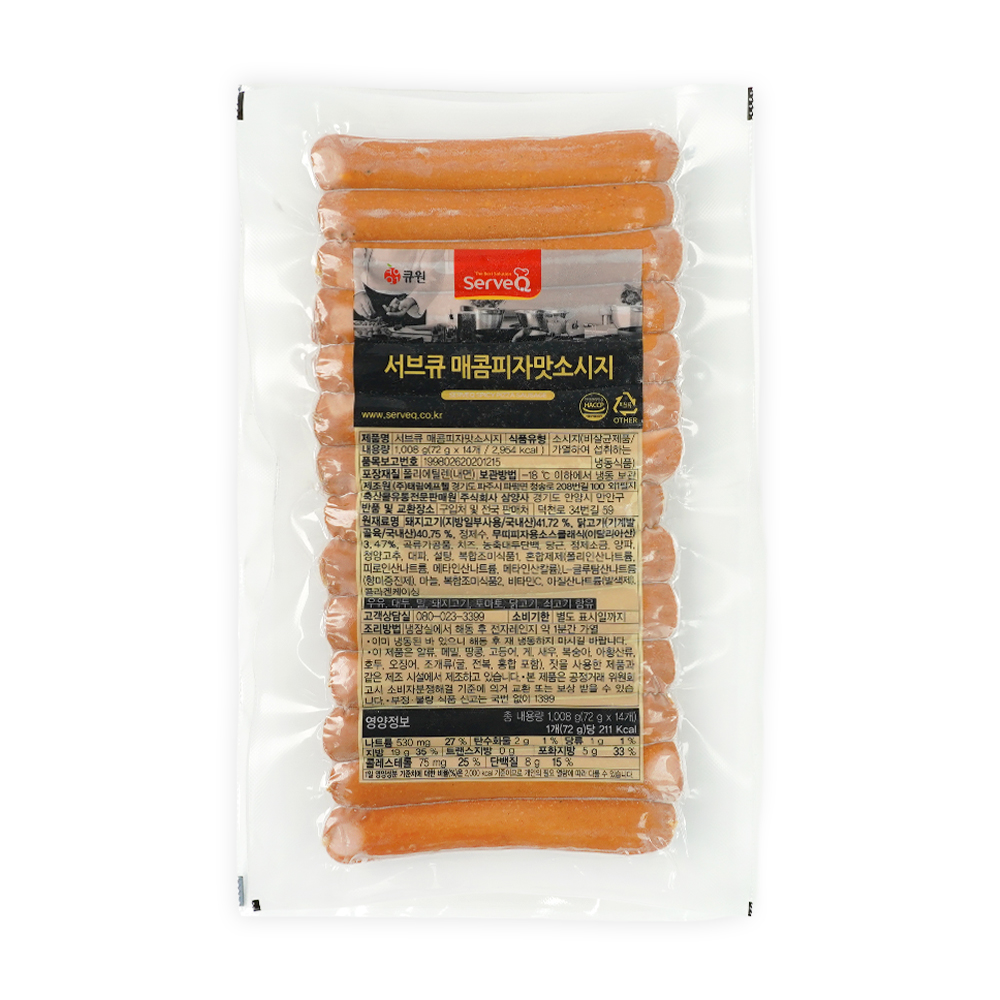 매콤 피자맛 소시지 1kg 16cm 냉동 캠핑 프랑크