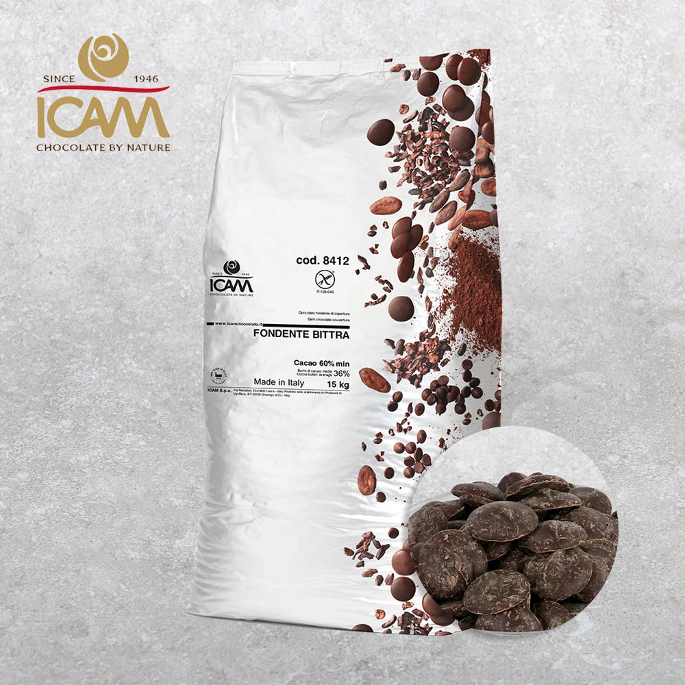 (발송지연) 이캄 다크 초콜릿 커버춰 60% 15kg 벌크 이탈리아 프리미엄