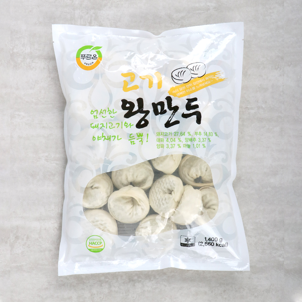 푸르온 고기 왕만두 1,400g 냉동 만두 국산 돈육