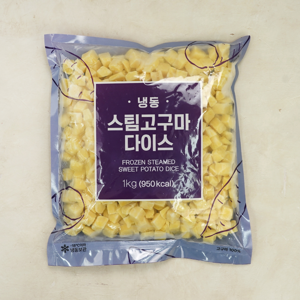 냉동 스팀 고구마 다이스 1kg IQF 급속냉동 큐브 탈피