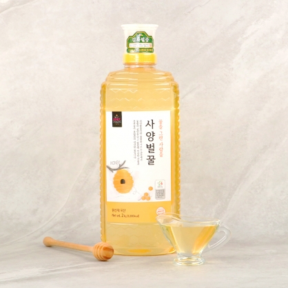 꿀그린 사양 벌꿀 2kg 업소용 대용량 튜브 천연꿀20% 함유