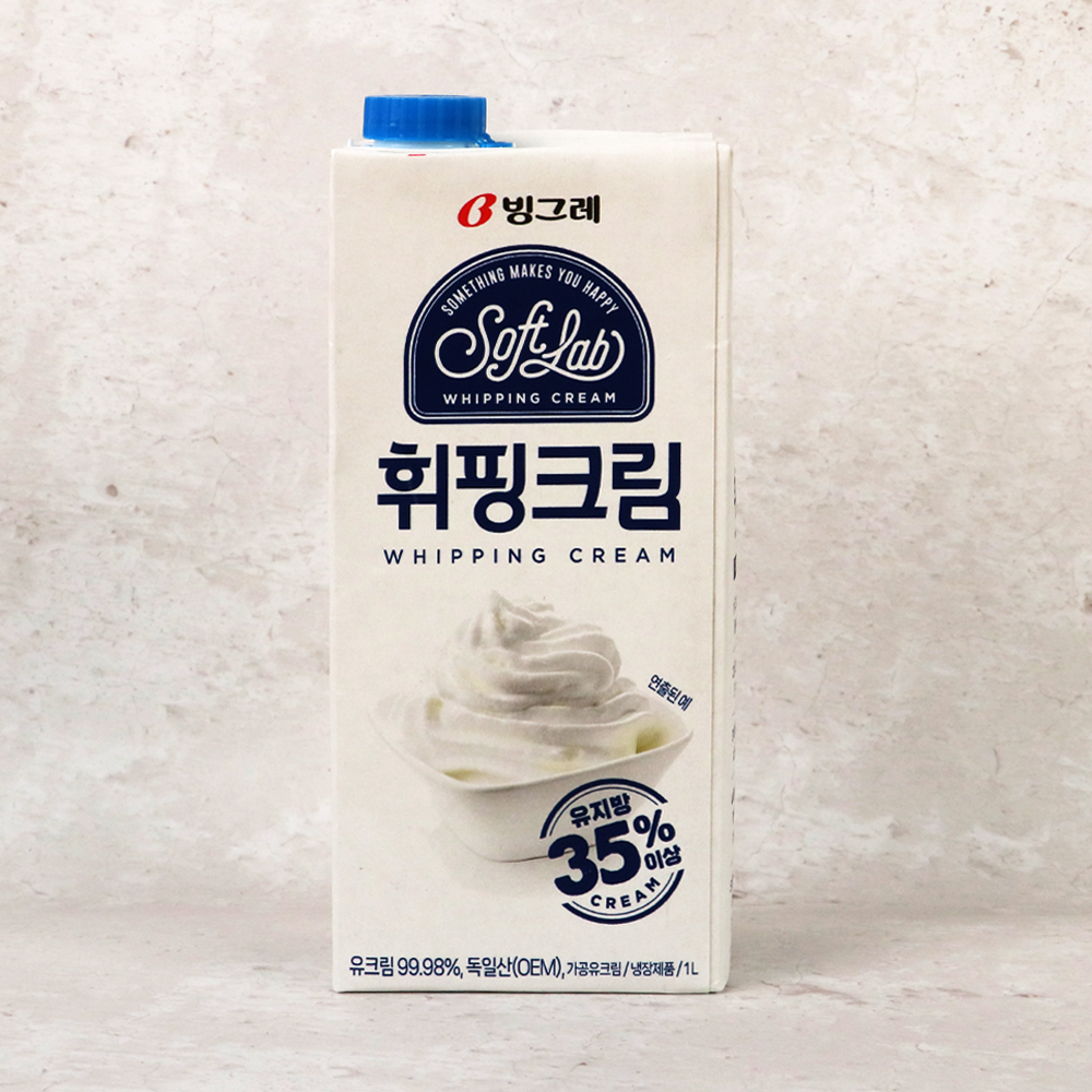 빙그레 소프트랩 휘핑크림 1L 동물성 무가당 생크림