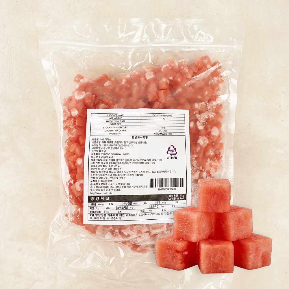 냉동 수박 다이스 1kg 수박주스 땡모반