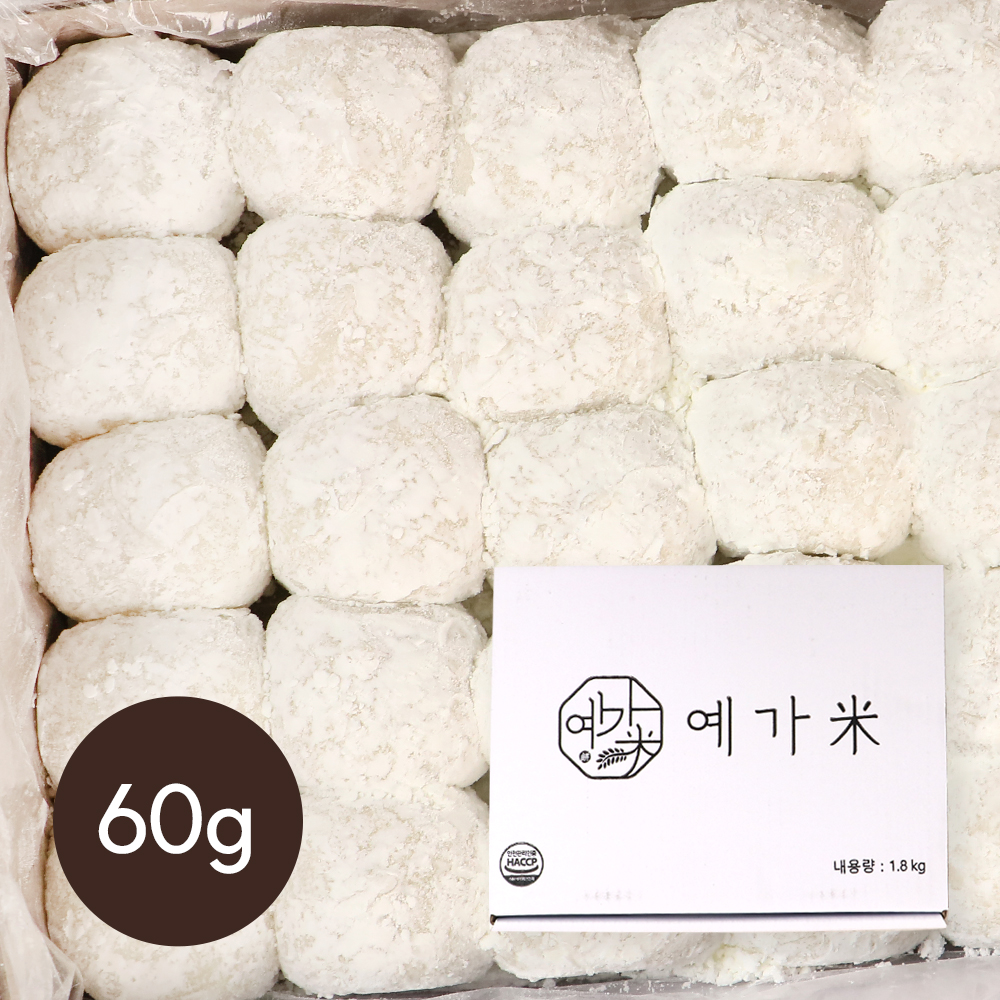예가미 흰색 찹쌀떡 약60g 30개(1.8kg) 냉동 찹쌀떡 찹쌀14.12%