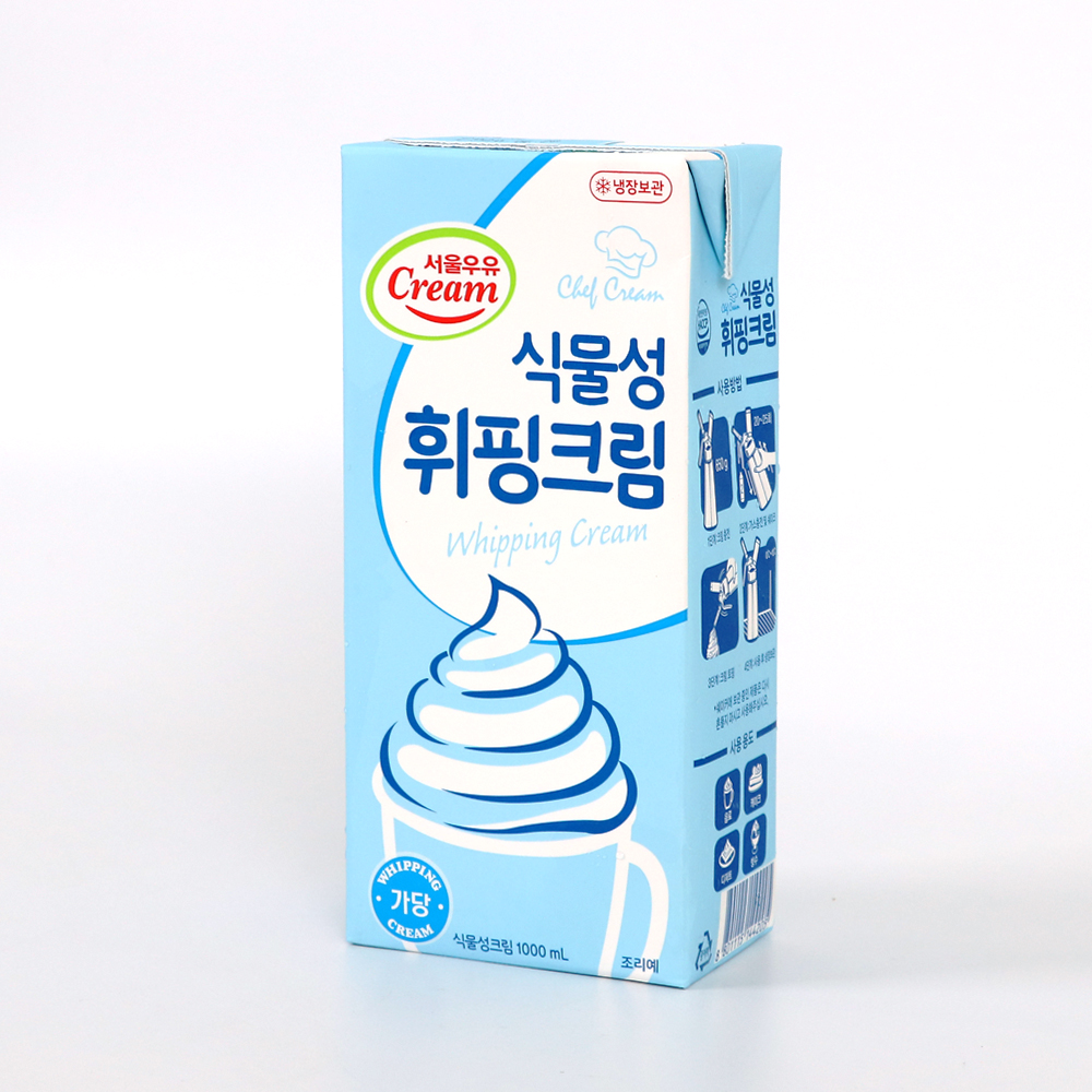 (1박스) 서울우유 식물성 휘핑크림 1L×12개 가당 식물성