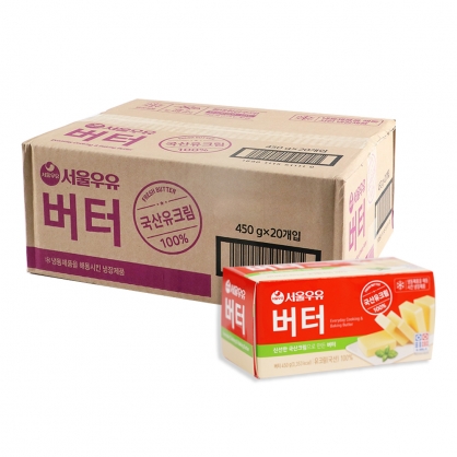 (1박스) 서울우유 버터 450g 20개 무염 천연버터 냉장