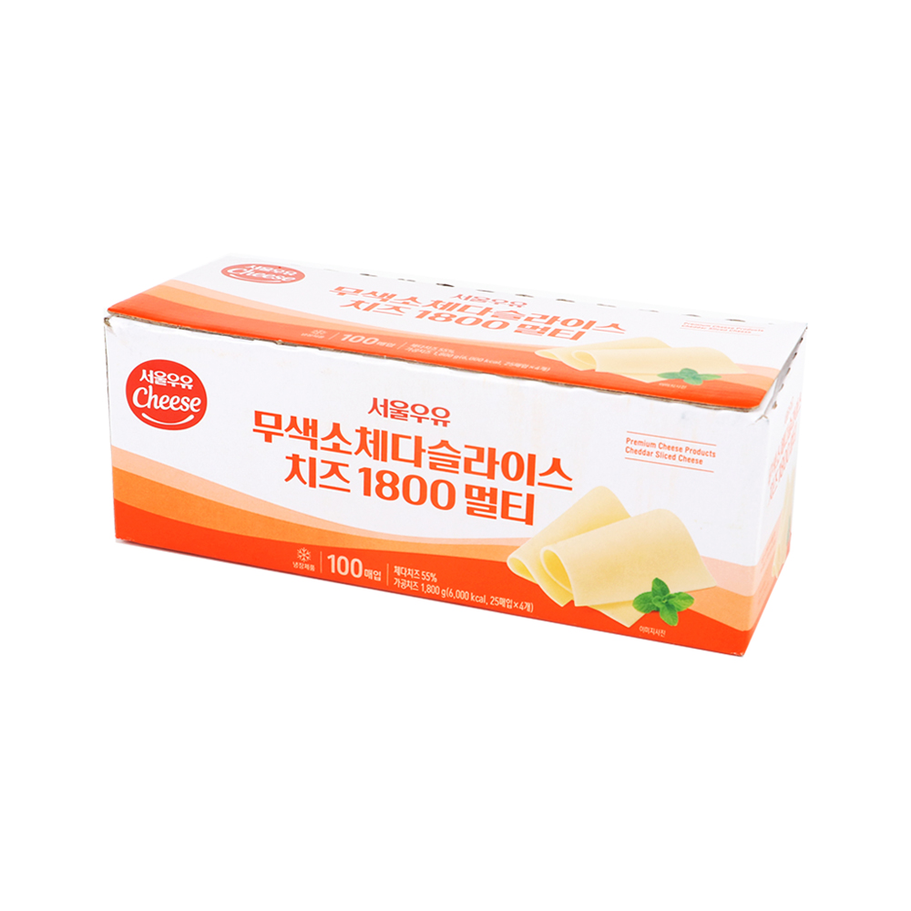 서울우유 무색소 체다슬라이스치즈 1800 멀티 (100장) 1.8kg